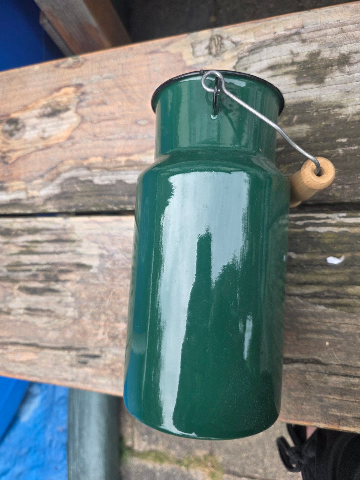 Emaille melkkan donker groen, Ophalen of Verzenden