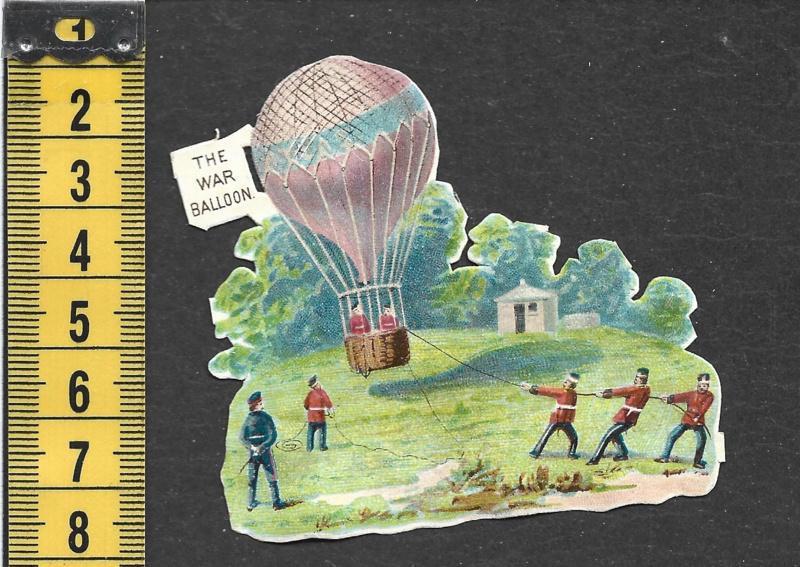 Soldaten in een militaire ballon antiek poezieplaatje (790), Ophalen of Verzenden