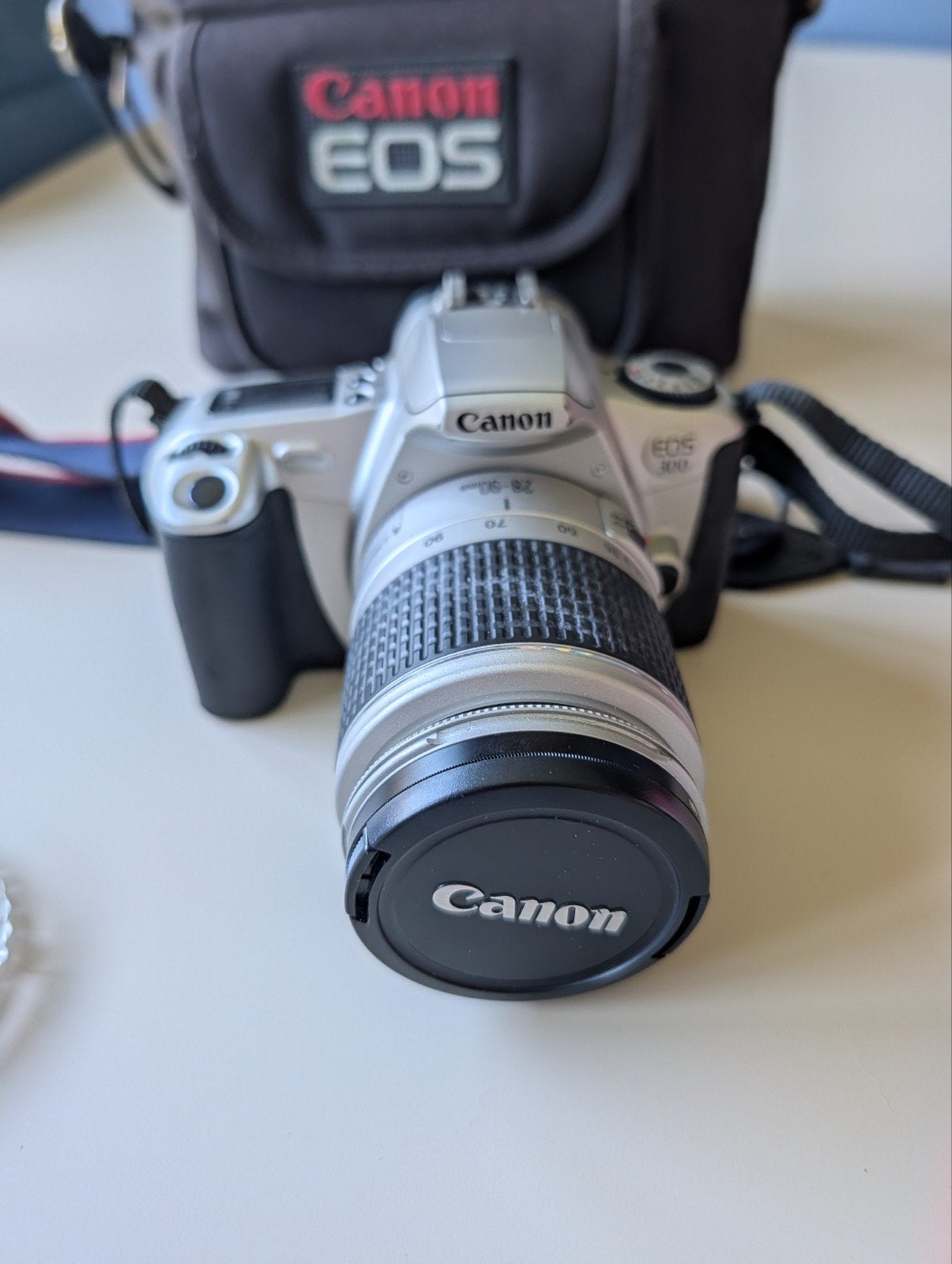 Canon EOS 300 spiegelreflexcamera met lens en tas, Audio, Tv en Foto, Fotocamera's Analoog, Ophalen of Verzenden, Gebruikt, Spiegelreflex