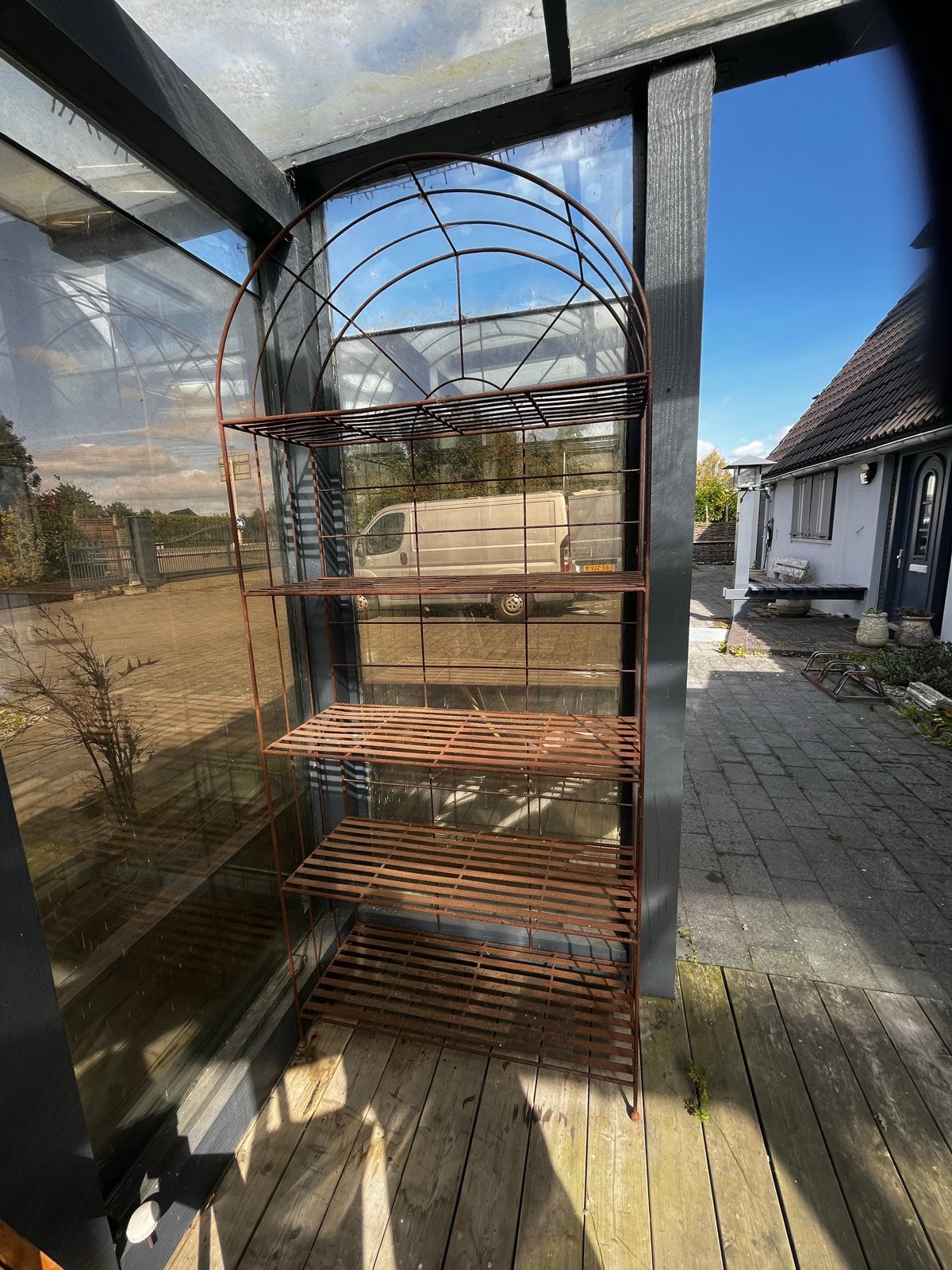 Decoratief metalen rek met 4 planken, Ophalen of Verzenden, Gebruikt, Metaal, Overige typen