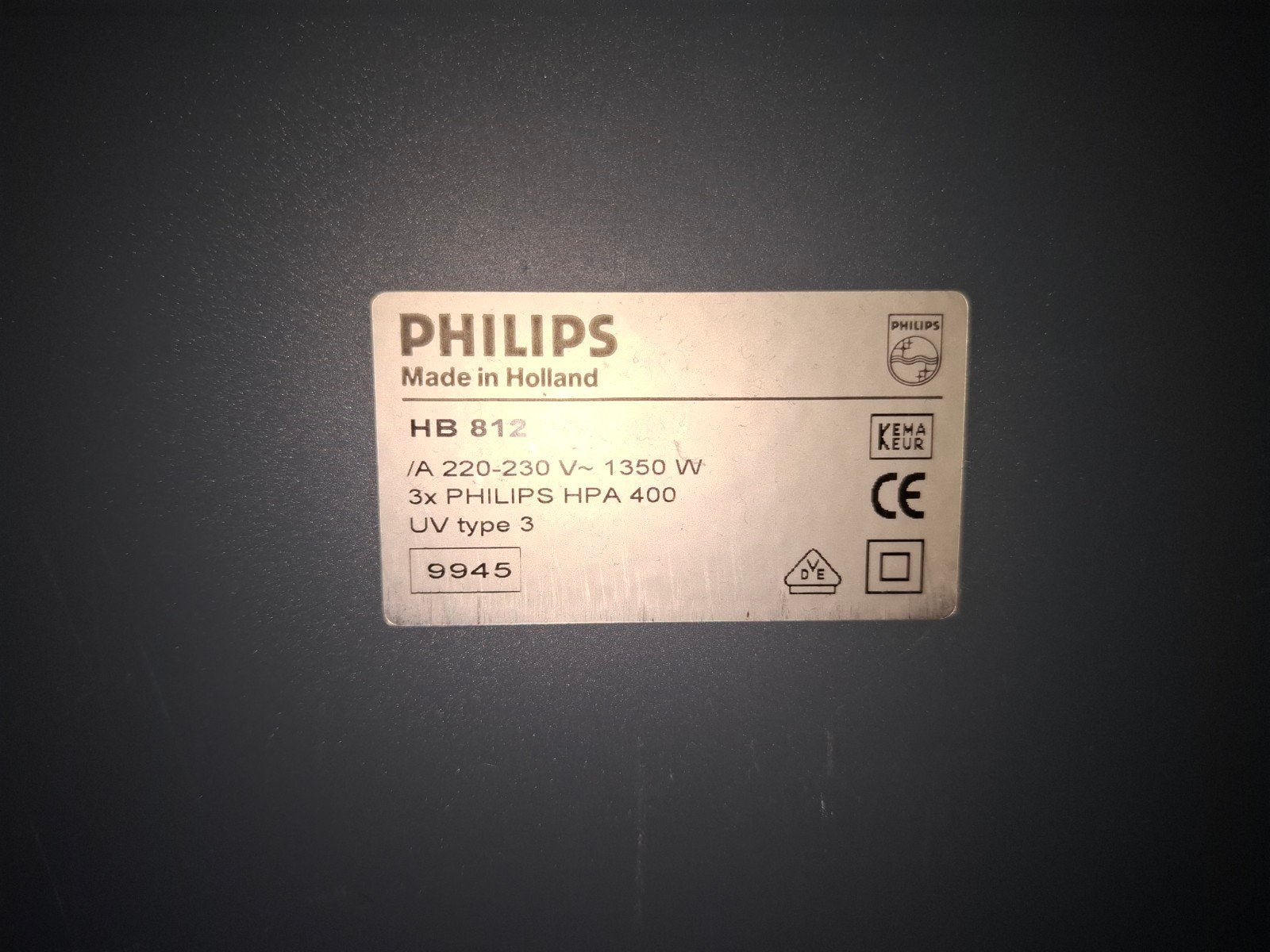Philips opklapbare Zonnehemel - incl 2 brilletjes, Ophalen, Gebruikt, Zonnebank enkelzijdig, Minder dan 10 lampen