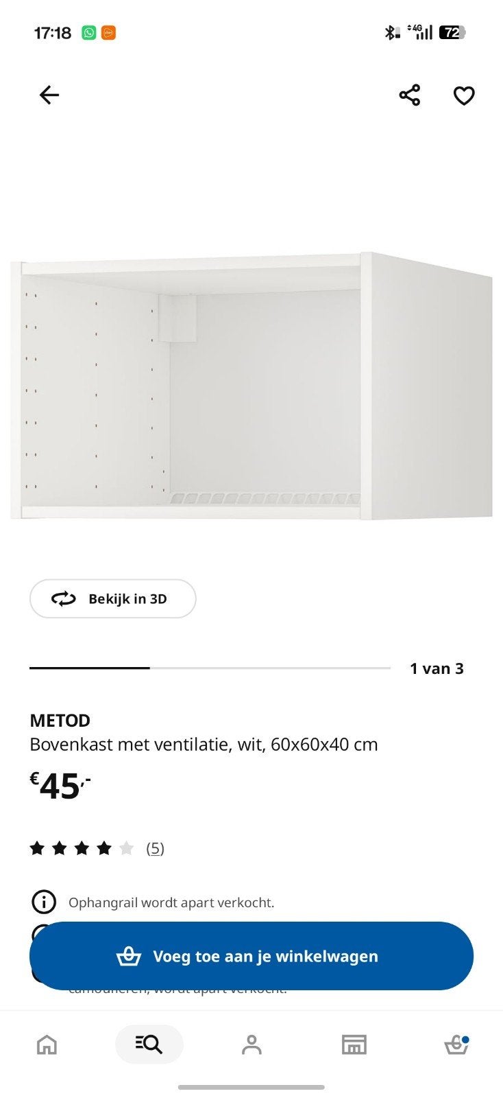 IKEA Metod Bovenkast met Voxtorp beige front, Ophalen, Gebruikt