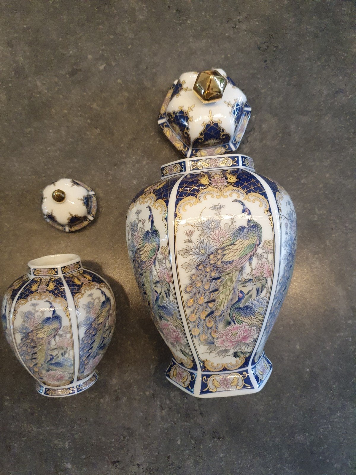 Prachtige Japanse potten met pauwen en stempel, Ophalen of Verzenden