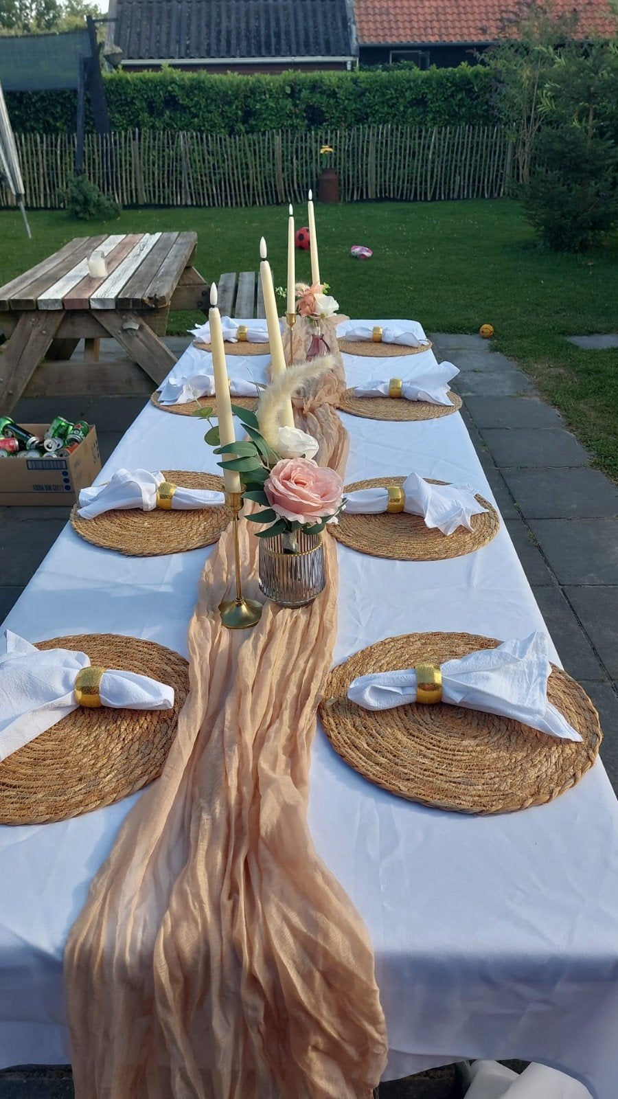 Tafeldecoratie set voor 50 personen - Jute & Taupe, Beige, Ophalen of Verzenden, Natuurlijk materiaal, Landelijk