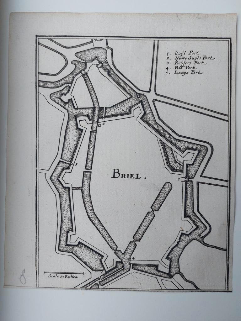 5 / Grondtekening van Brielle - Briel door C. Merian in 1659, Antiek en Kunst, Ophalen of Verzenden