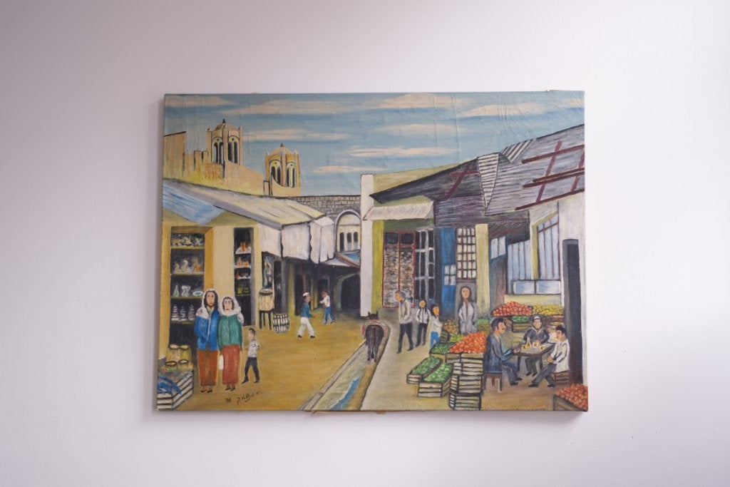 Schilderij Markt Marokko, Ophalen of Verzenden, Stads- / dorpsgezicht