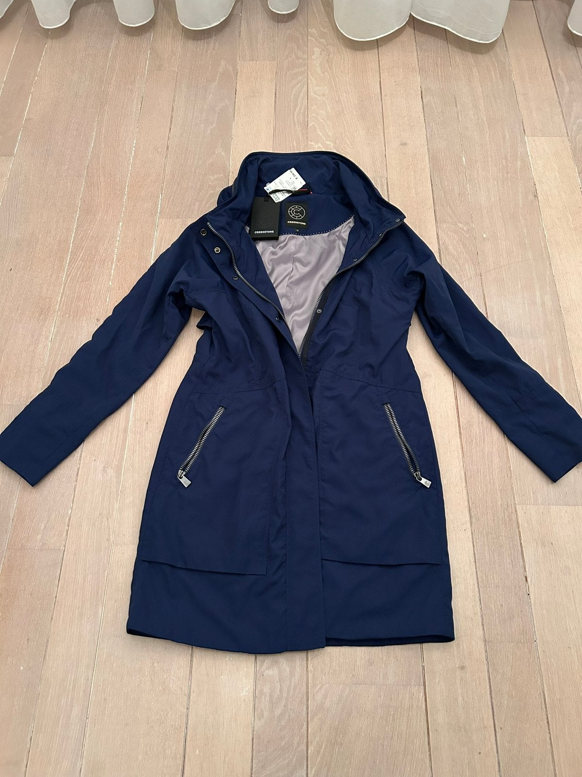Nieuwe Creenstone jas – donkerblauw – maat 36 met capuchon., Ophalen of Verzenden, Nieuw, Maat 36 (S), Blauw