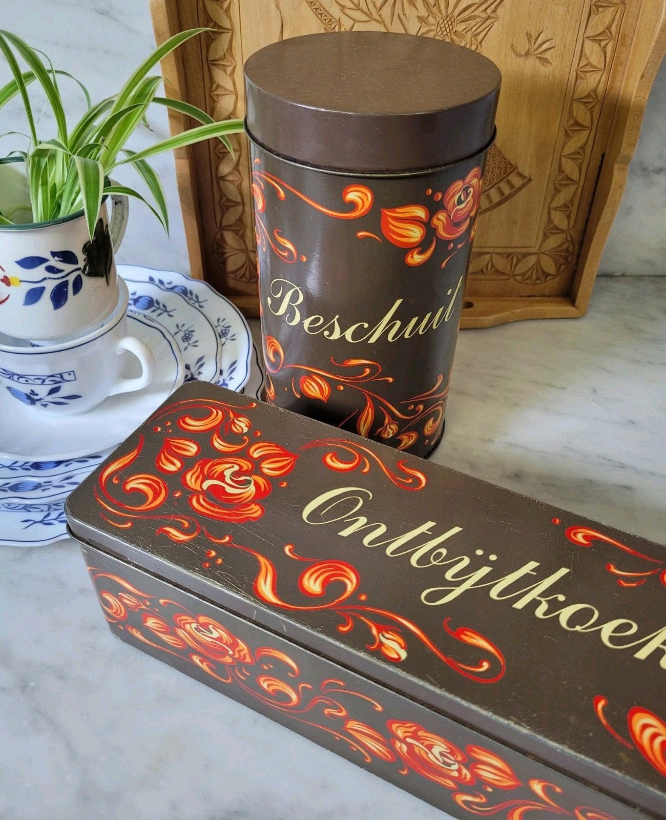 Retro Brabantia - beschuit - ontbijtkoek  - bruin met oranje, Ophalen of Verzenden, Zo goed als nieuw, Overige, Overige merken