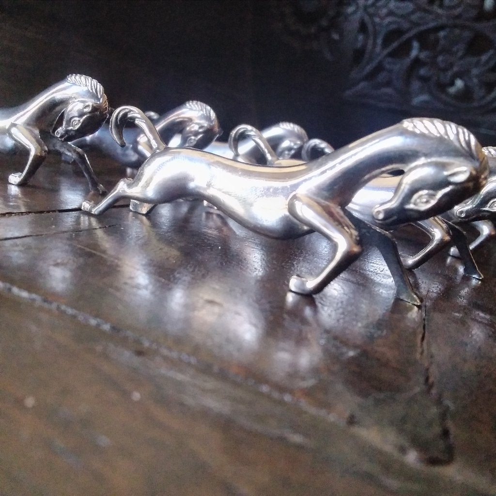 Vintage silver plated messen leggers paarden, Verzenden