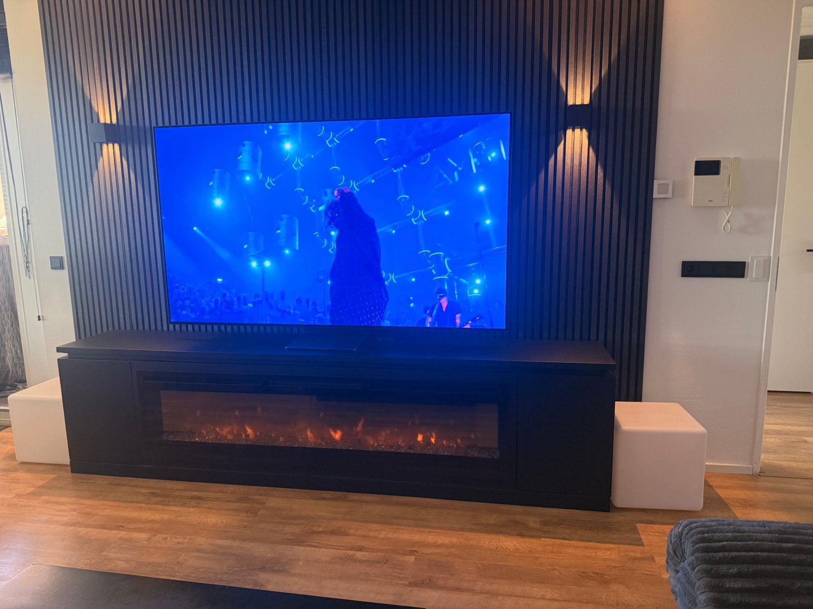 Tv meubel met sfeerhaard 280x45x71, Huis en Inrichting, Ophalen, Gebruikt, 200 cm of meer, Minder dan 100 cm