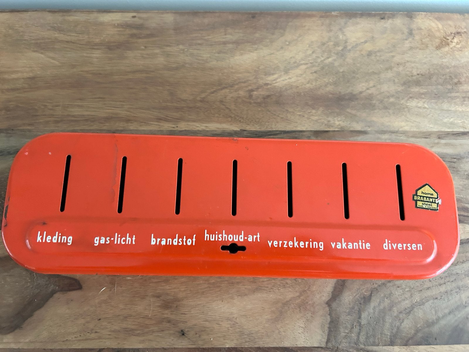 Vintage Brabant Steel Spaarpot / Geldkistje Oranje, Ophalen of Verzenden