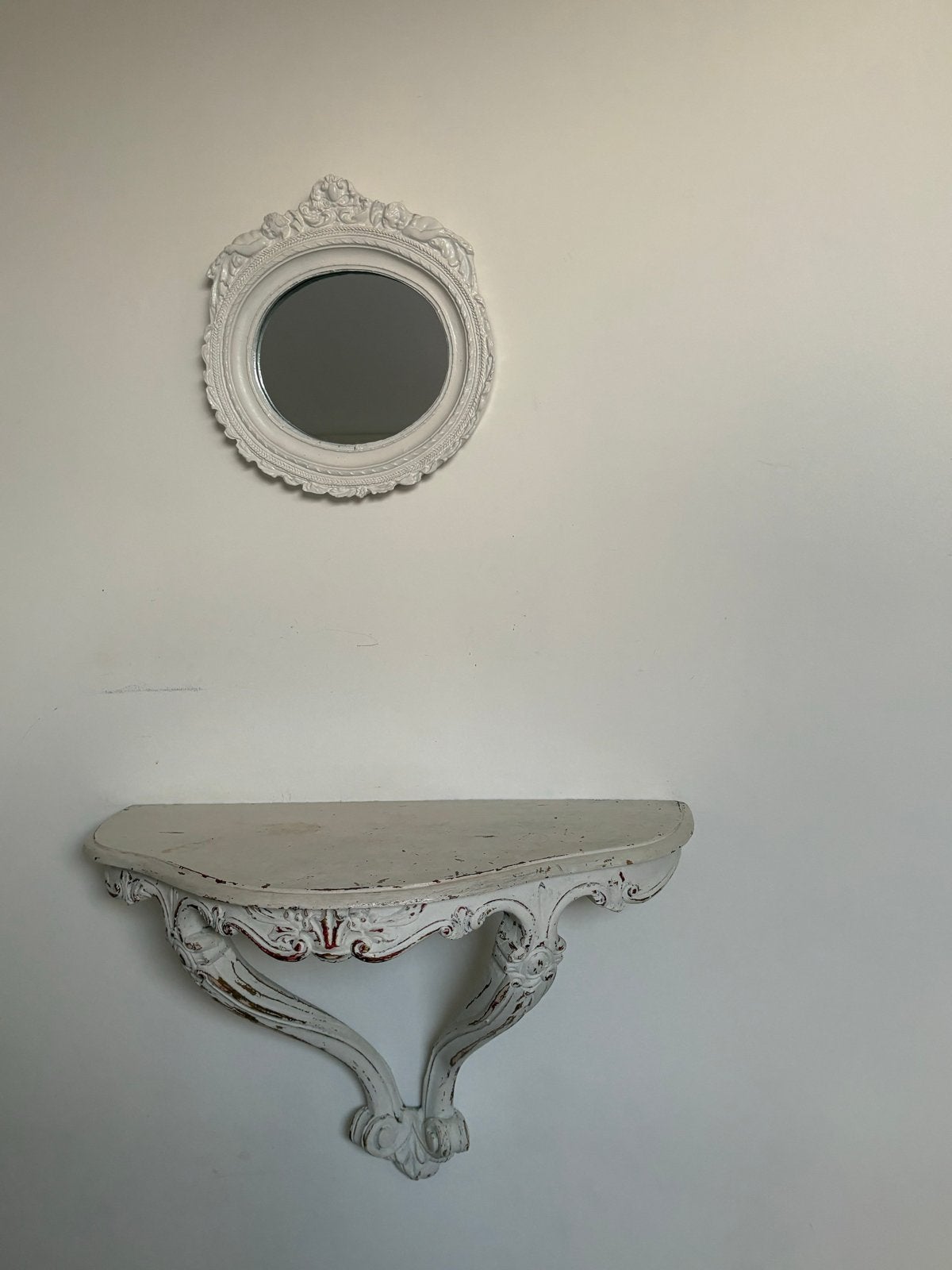 Antieke spiegel met make-up tafeltje, Ophalen, Minder dan 50 cm, Gebruikt, Rond