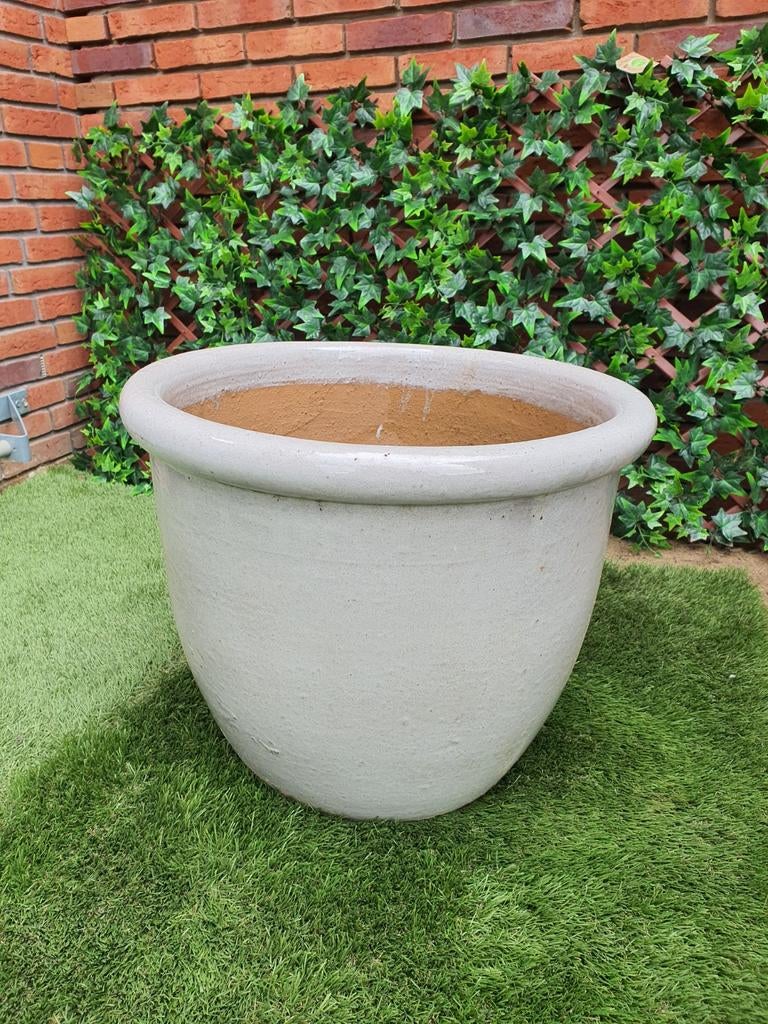Grote maat geglazuurde Tuin / Terras Bloempot, 40 cm of meer, Rond, Ophalen of Verzenden, Zo goed als nieuw