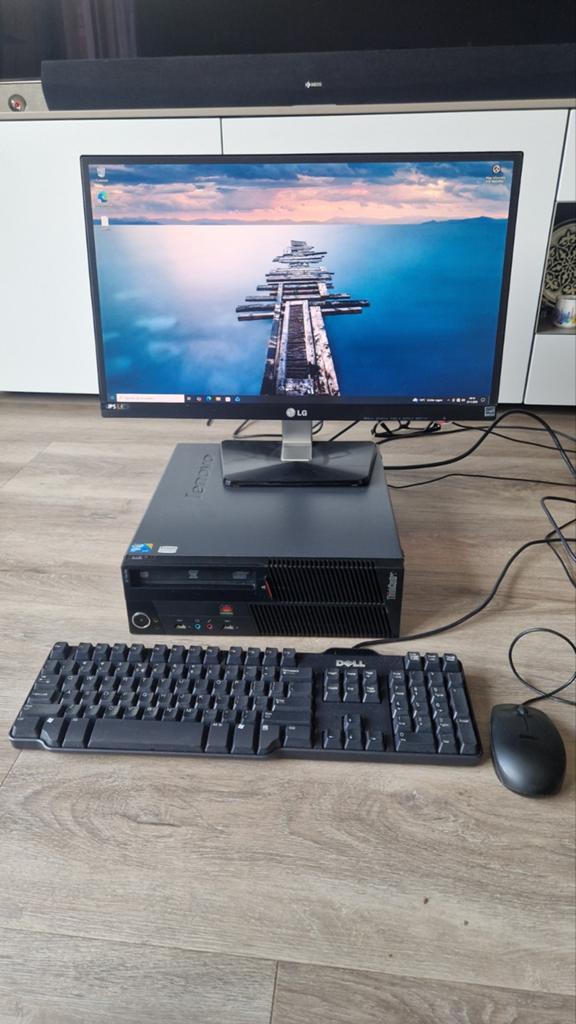 Lenovo ThinkCentre M58p Desktop PC met LG Monitor, 250 GB HDD, Gebruikt, HDD, Minder dan 4 GB