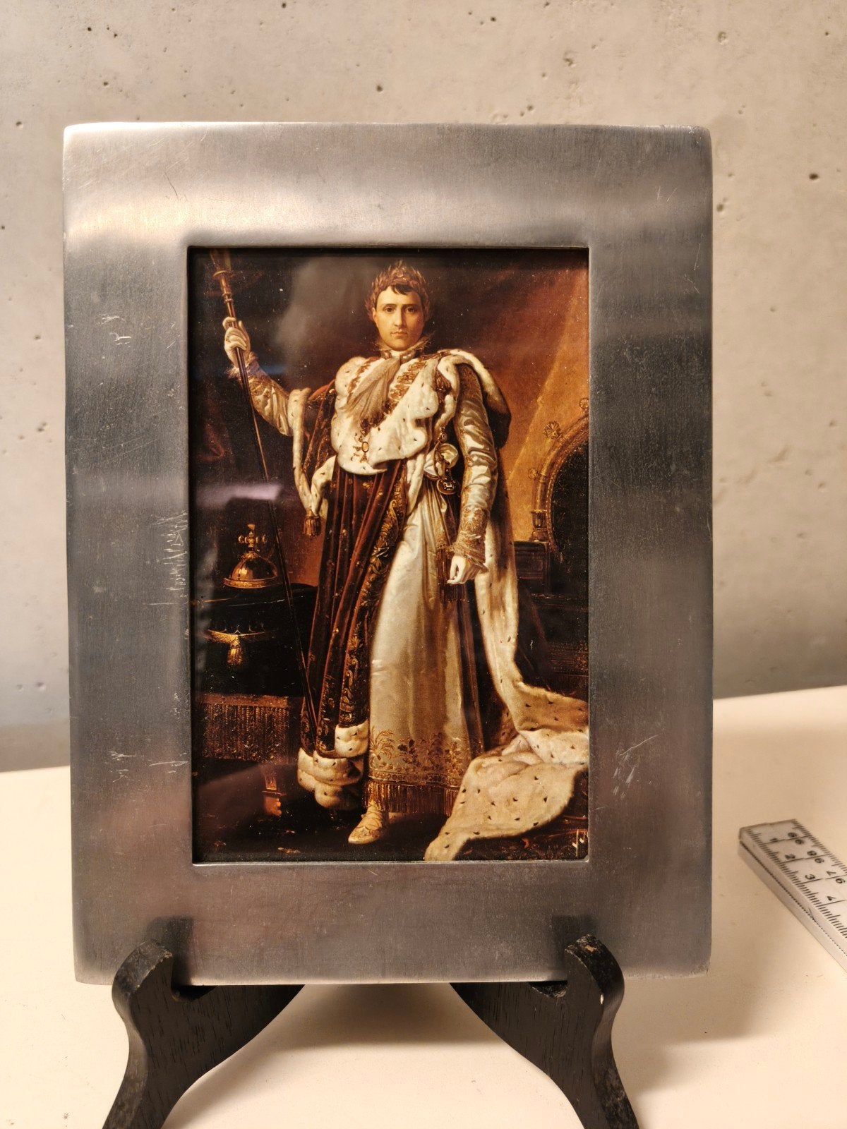 Antieke miniatuur van Napoleon in metalen lijst, Ophalen of Verzenden