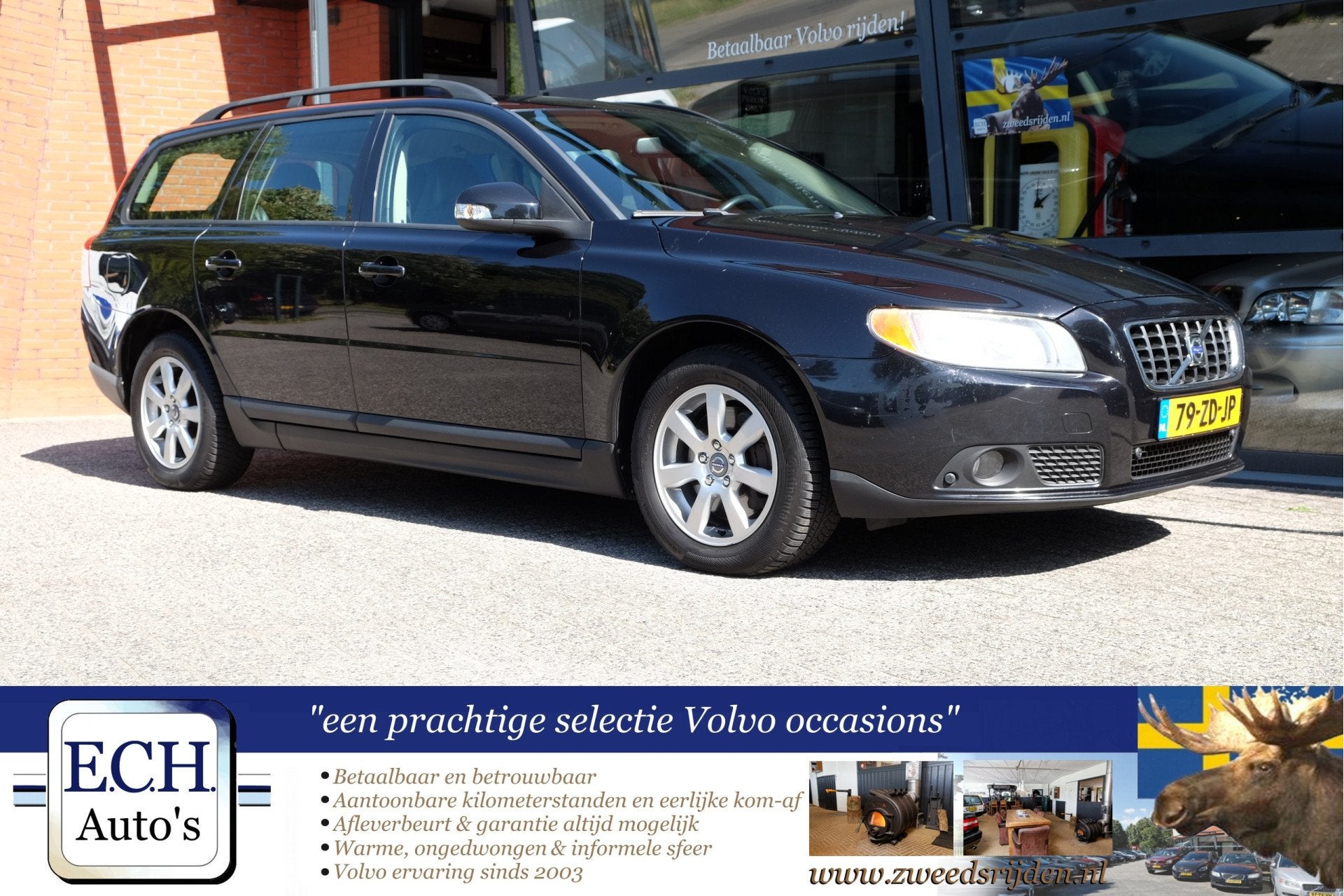 Volvo V70 2.5T 200 pk Aut. Leer Dealer onderhouden, Auto's, Dealer onderhouden, Met garantie (alle), 93 €/maand, Euro 4