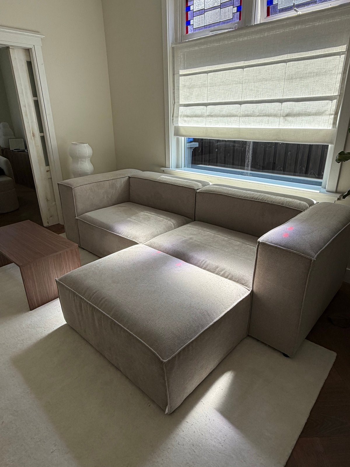 NOUS living bank Igor  met hocker - beige, Ophalen, 250 tot 300 cm, 100 tot 125 cm, Hoekbank