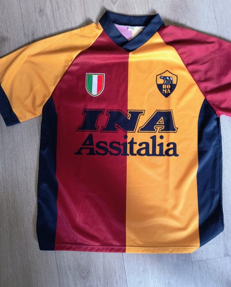 AS Roma Totti 10 Retro Voetbalshirt (2001/2002), Maat L, Ophalen of Verzenden, Zo goed als nieuw, Shirt