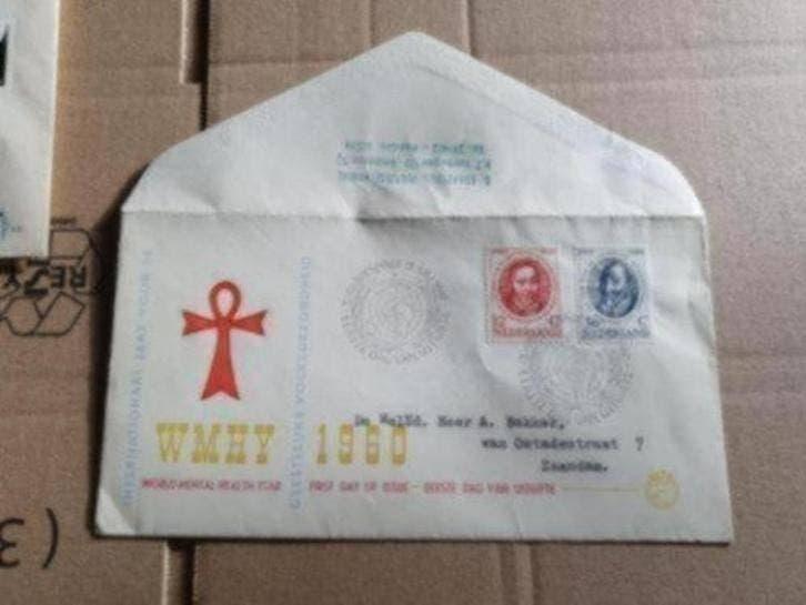 Eerste Dag Envelop - FDC - E44 - Getypt Adres, Ophalen of Verzenden, Beschreven, Nederland