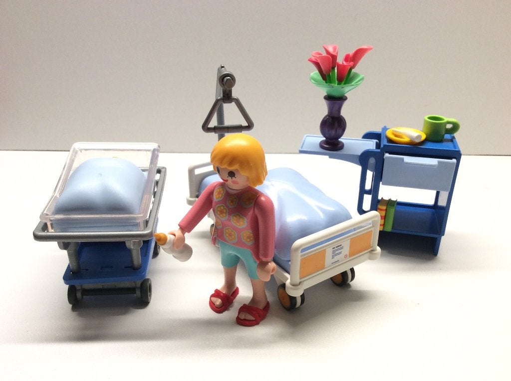 playmobil 6660 ziekenhuiskamer met moeder en kind, Gebruikt, Complete set, Ophalen of Verzenden, City life