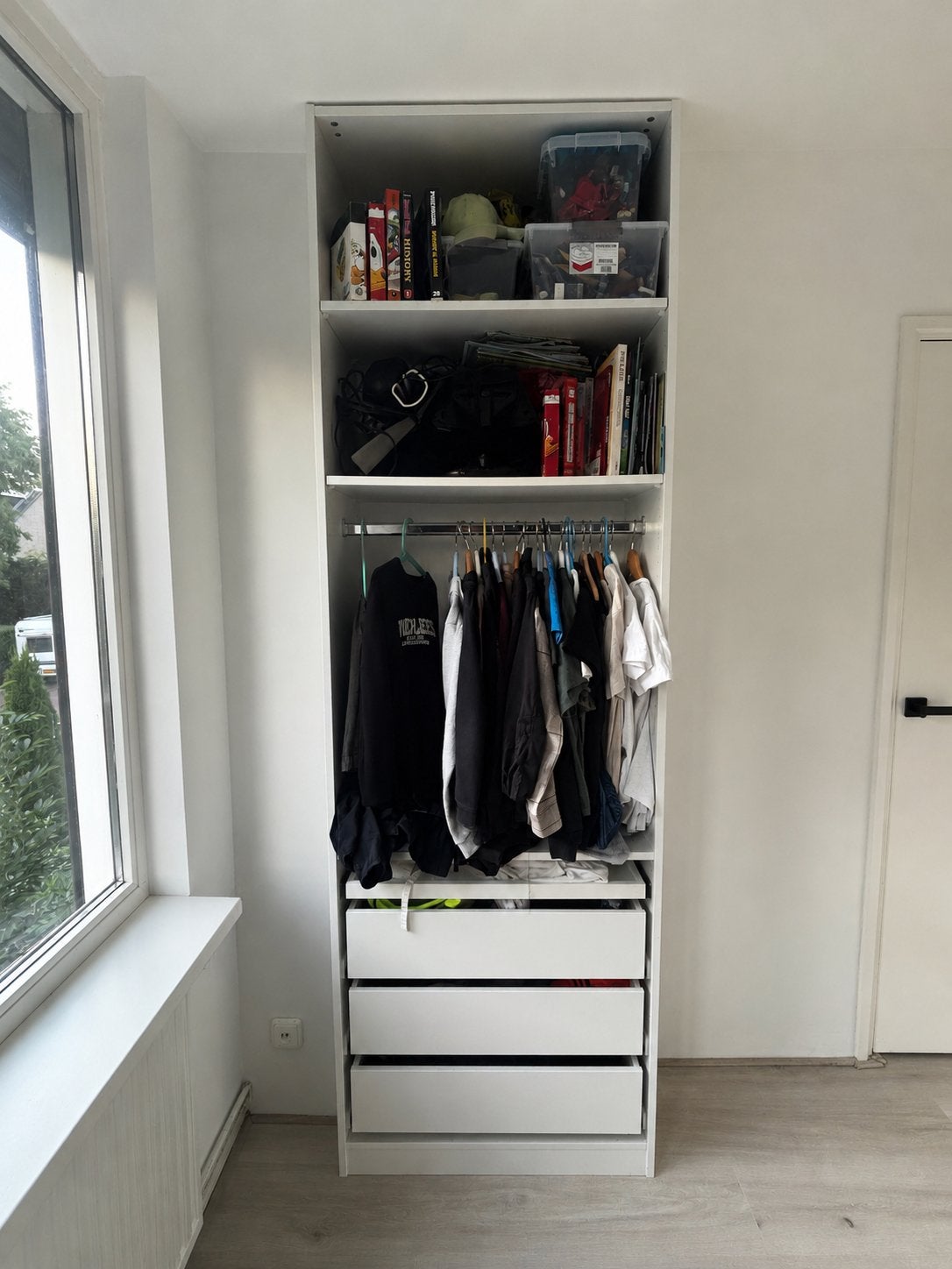 Witte PAX kast 236x75x35 met lades, planken en roede, Ophalen, 200 cm of meer, 50 tot 100 cm, Zo goed als nieuw