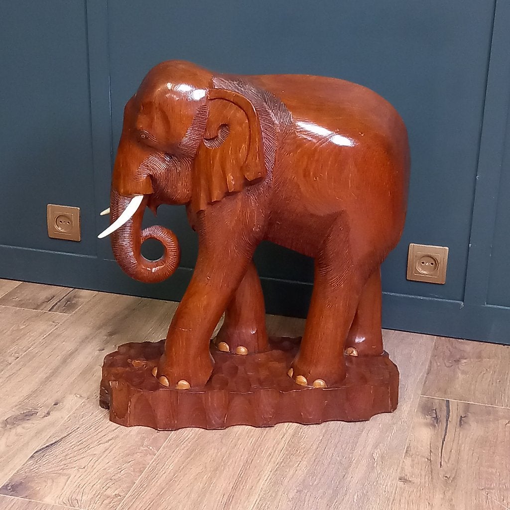 Antieke grote houten olifant, Ophalen of Verzenden, Gebruikt, Hout