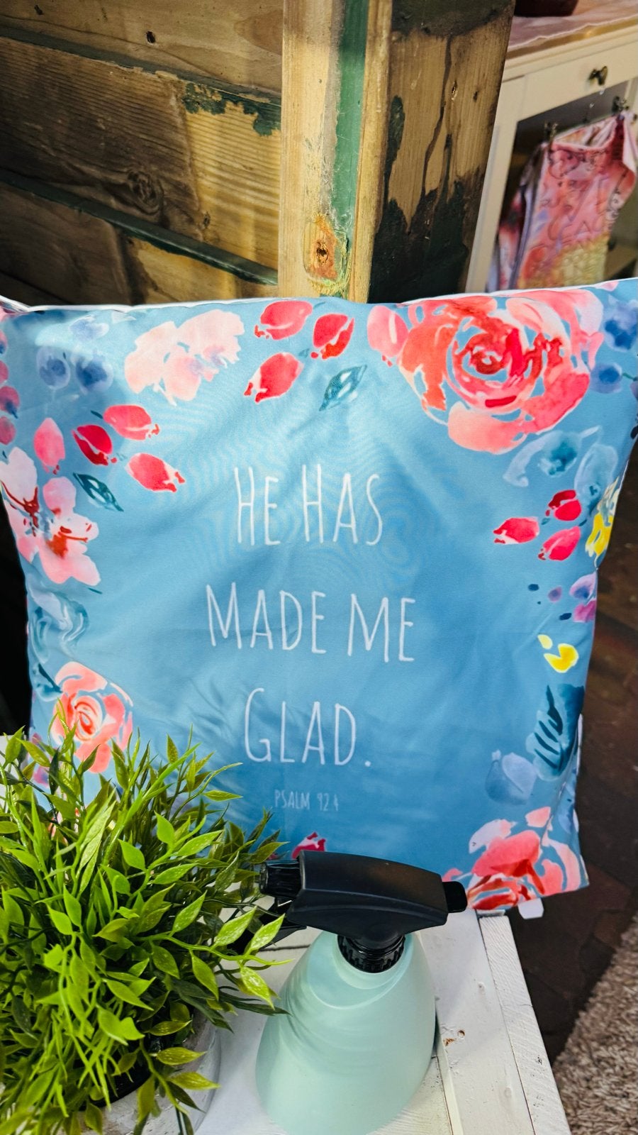 Sierkussen met bloemenprint en inspirerende tekst, Meerkleurig, Met print, Vierkant, Ophalen of Verzenden