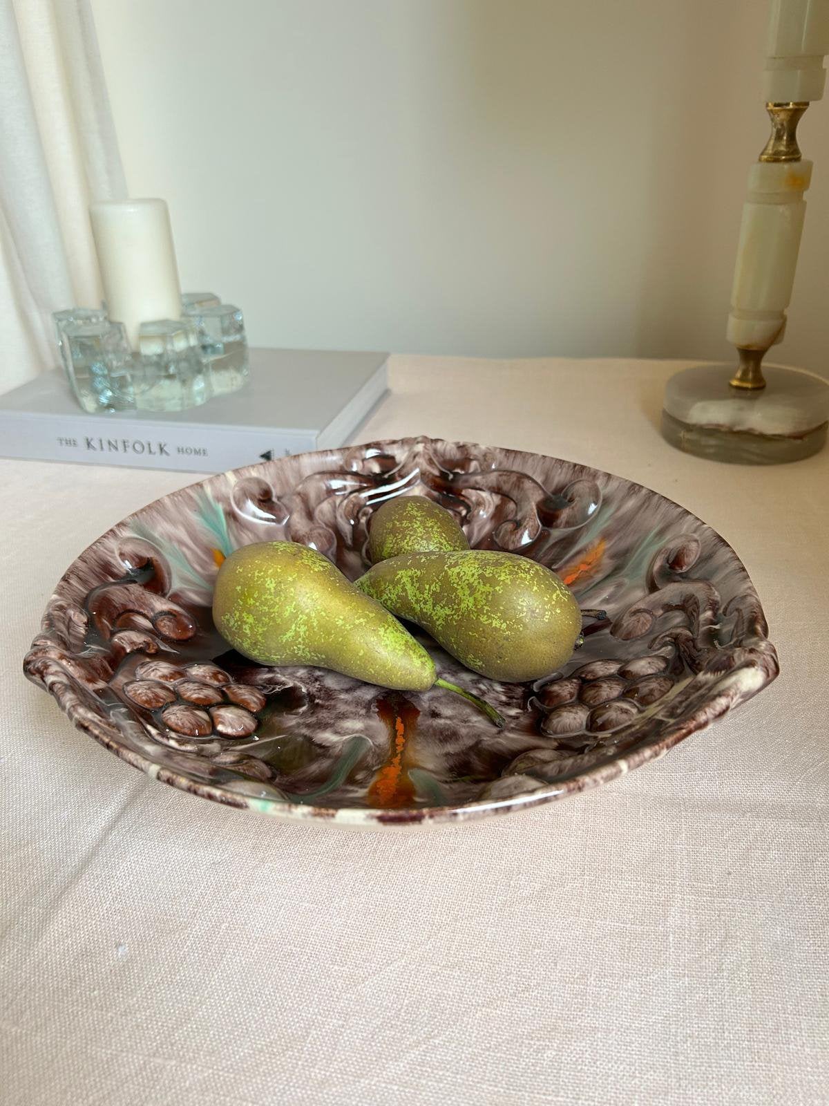 Prachtige vintage (fruit)schaal Jasba West Germany, Gebruikt, Porselein of Keramiek, Schaal, Rond