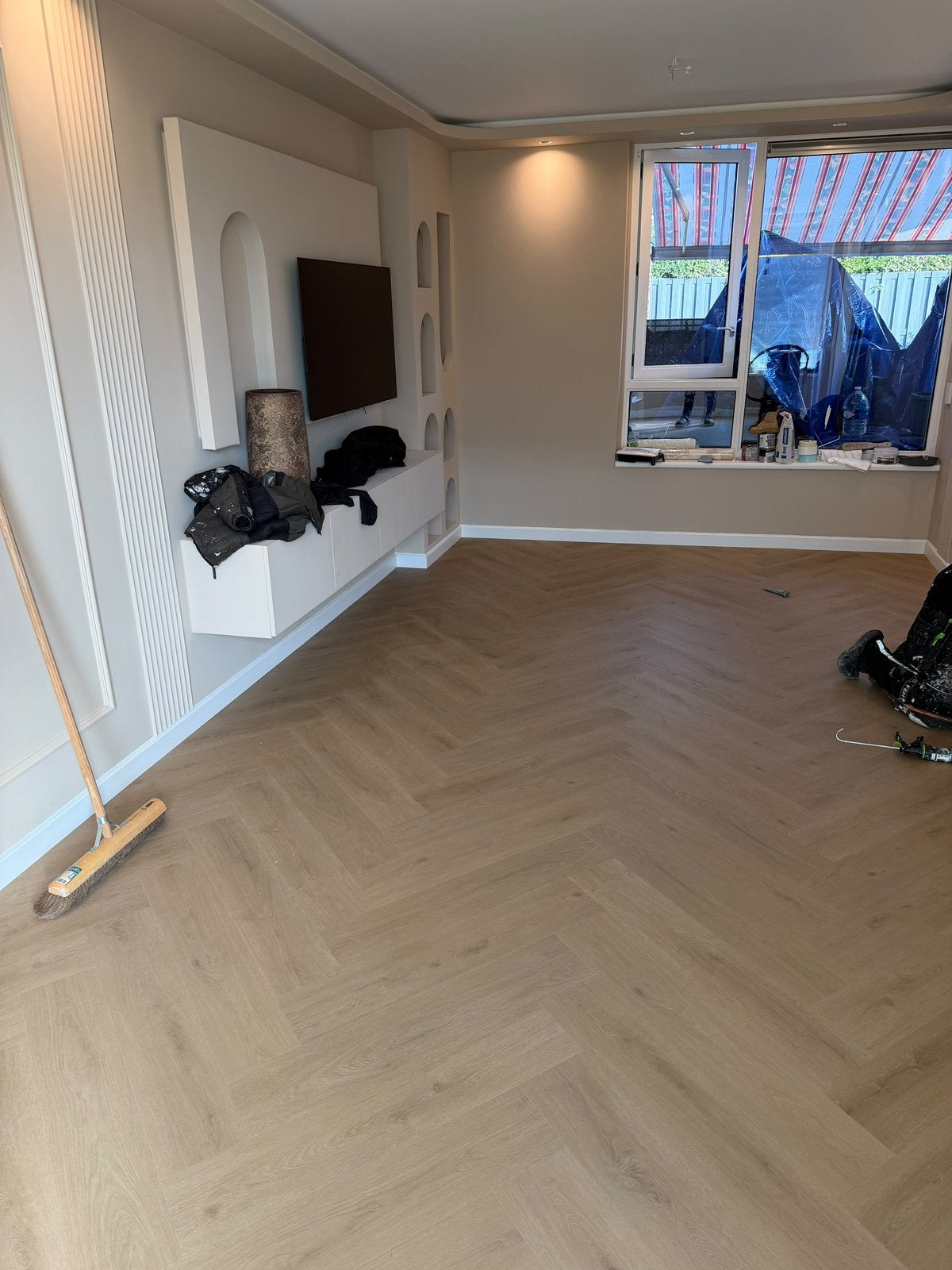 PVC click visgraat XL inclusief leggen en hoge plinten!!!, Ophalen of Verzenden, Nieuw, 75 m² of meer, Overige typen