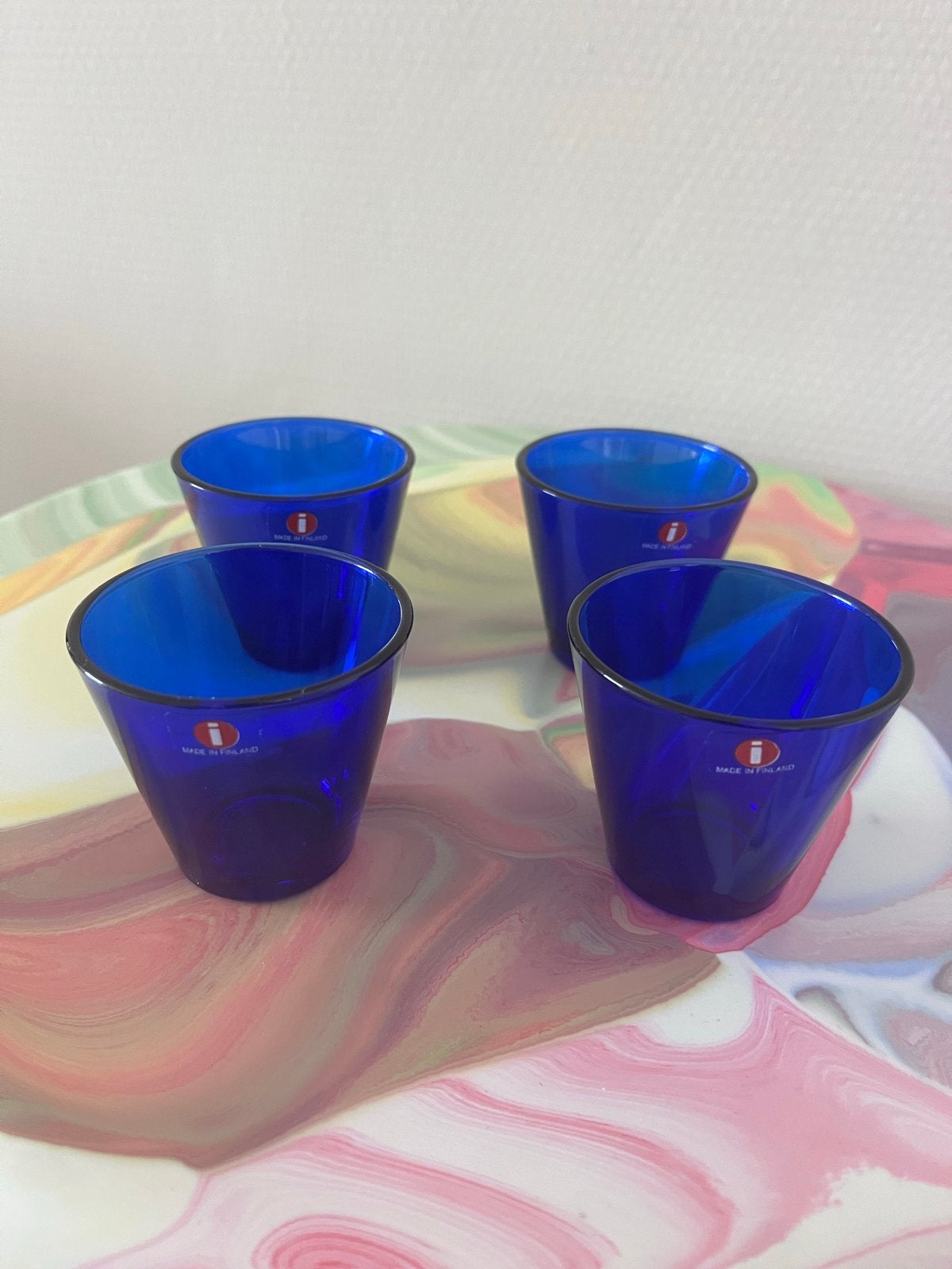 Iittala Kartio Kobaltblauwe Shotglaasjes - Kaj Franck Design, Antiek en Kunst, Ophalen of Verzenden