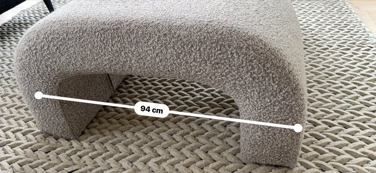 Moderne Bouclé Poef grijs/greige   wehkamp, Gebruikt, 50 tot 75 cm, Ophalen of Verzenden, 75 tot 100 cm