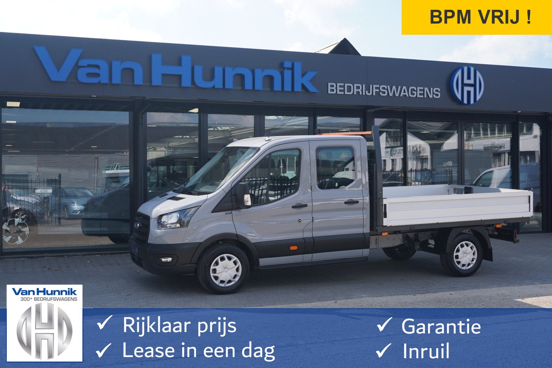 Ford Transit 350L 130PK Doka Open Laadbak L3 BPM VRIJ! Sync4, Auto's, Voorwielaandrijving, Gebruikt, 4 cilinders, 14 km/l