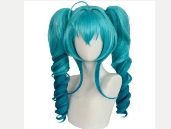 Blauwe gradient anime cosplay pruik dubbele paardenstaart, Ophalen of Verzenden, Nieuw