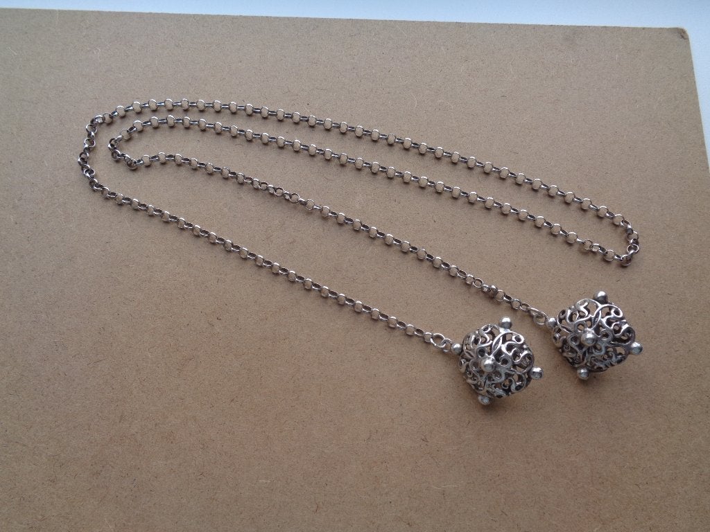 antiek zilveren dracht ketting met open hangers [443], Verzenden, Zilver, Ketting