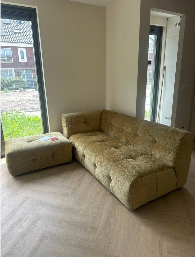 Trendhopper Cluny 3-zitsbank en hocker - 1 jaar oud, Ophalen, Zo goed als nieuw, Stof