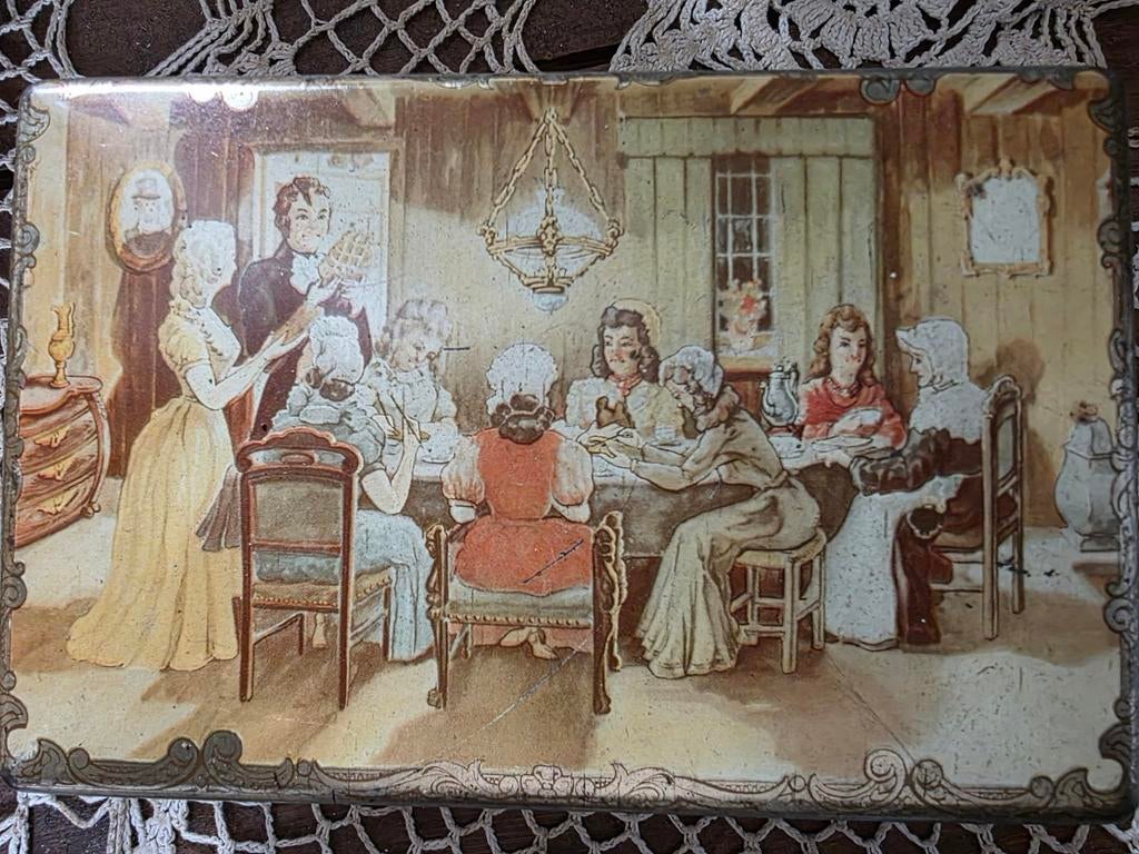 Vintage blikken trommel 'Het Verguld Mondje' Lubro, Ophalen of Verzenden, Gebruikt, Overige, Overige merken