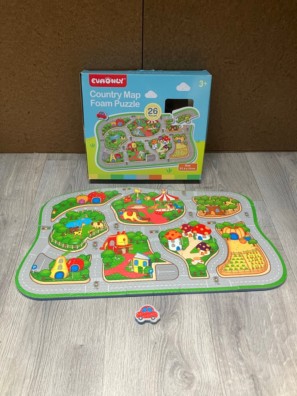 EVAONLY Country Map Foam Puzzel - 26 Stukjes, Kinderen en Baby's, Speelgoed | Kinderpuzzels, Ophalen of Verzenden, 10 tot 50 stukjes