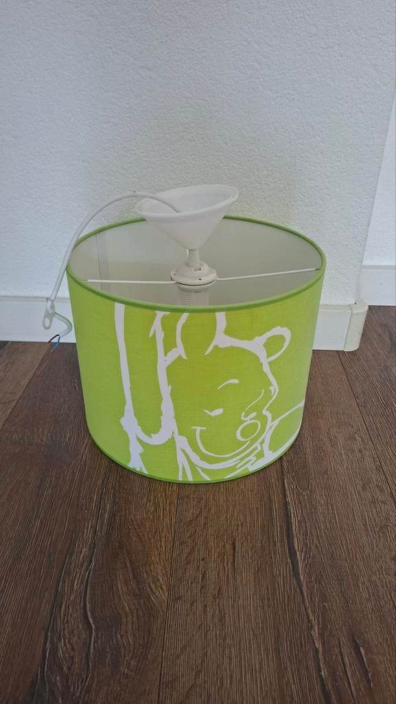 Limegroene lampenkap met Winnie de Poeh, Ø30cm, H23cm, Ophalen, Zo goed als nieuw, Groen, Rond