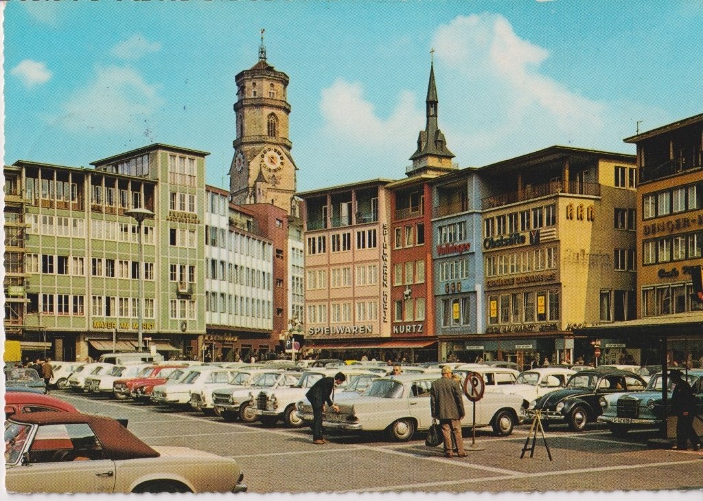 Duitsland, Stuttgart auto's, Karmann Ghia 34, Mercedes 230SL, Ophalen of Verzenden, 1960 tot 1980, Gelopen, Duitsland