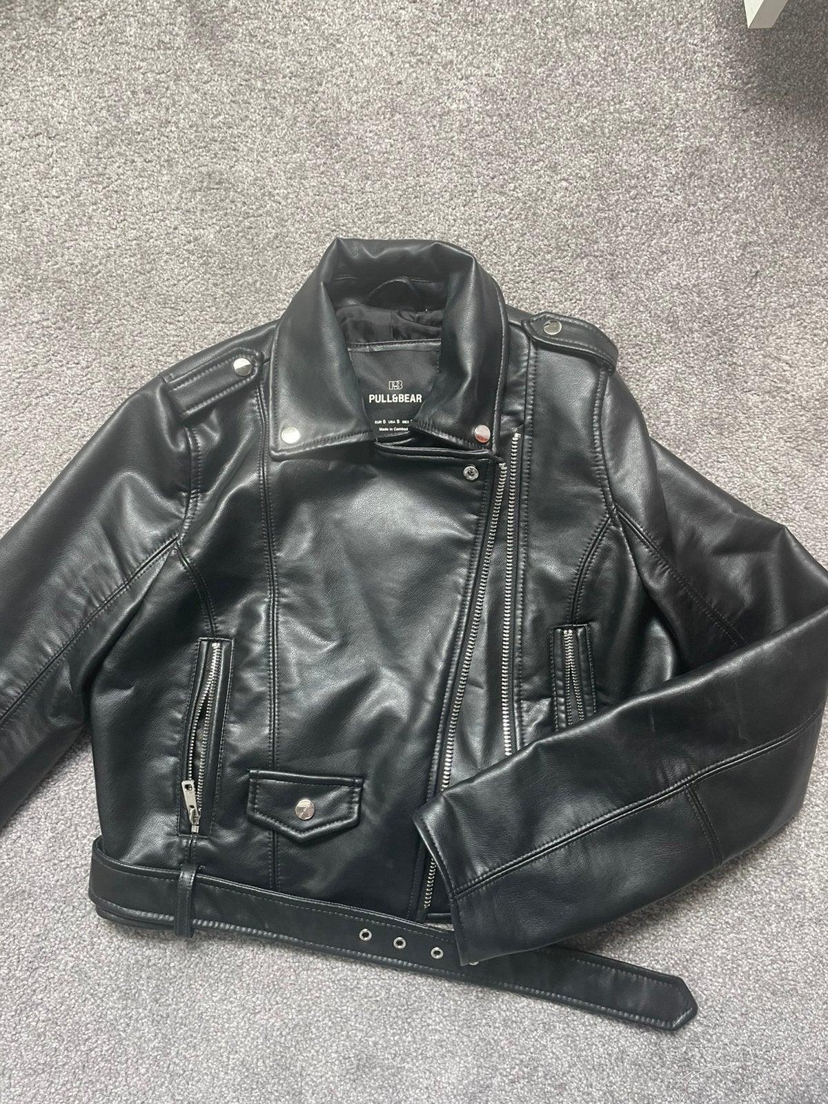 Leren jasje pull&bear, Ophalen of Verzenden, Zo goed als nieuw, Maat 46 (S) of kleiner, Zwart