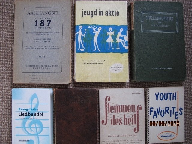 joh.d.heer/evang.liedb./ira sankey/sions/jeugd i.akt/youth, Boeken, Ophalen of Verzenden, Gelezen, Diverse auteurs, Christendom | Protestants