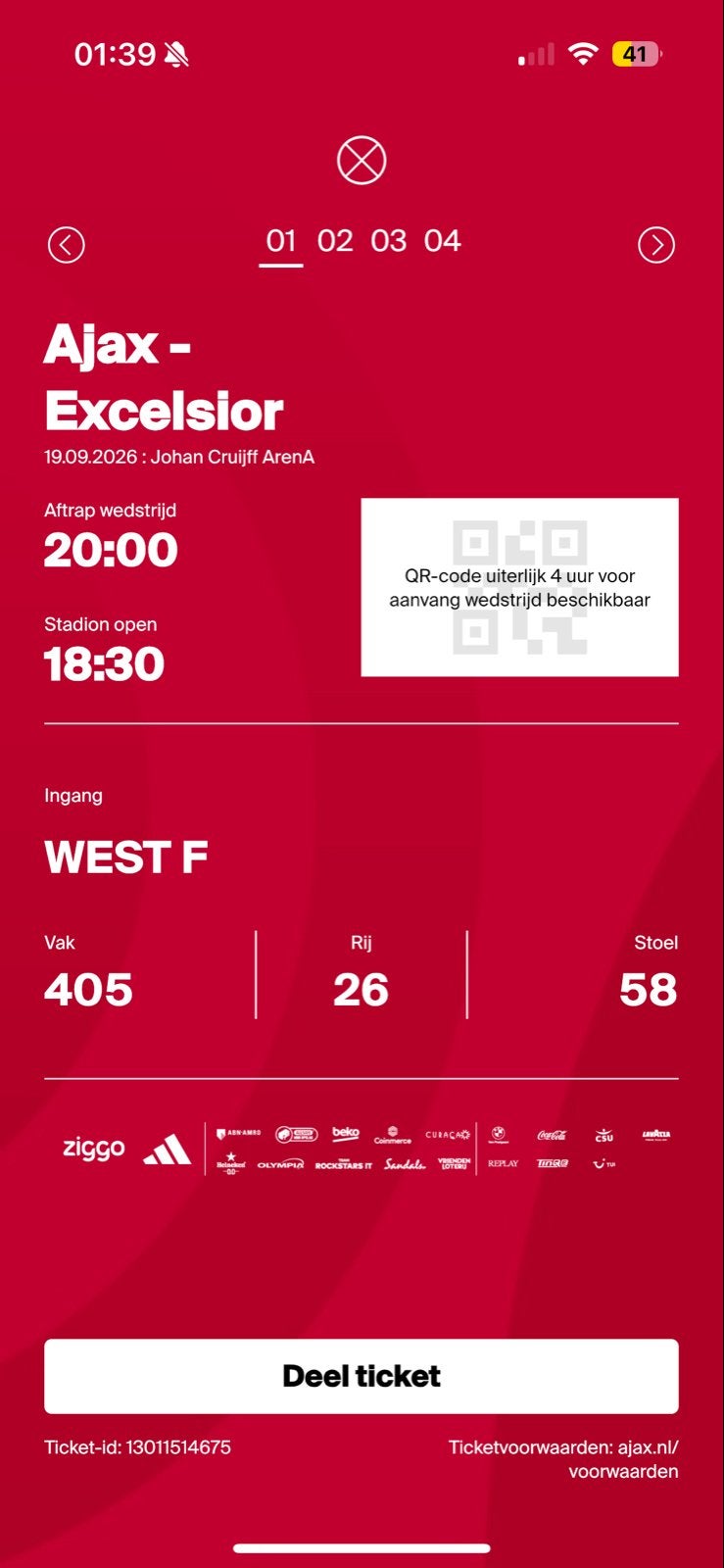 2 tickets Ajax - excelsior, Twee personen, September