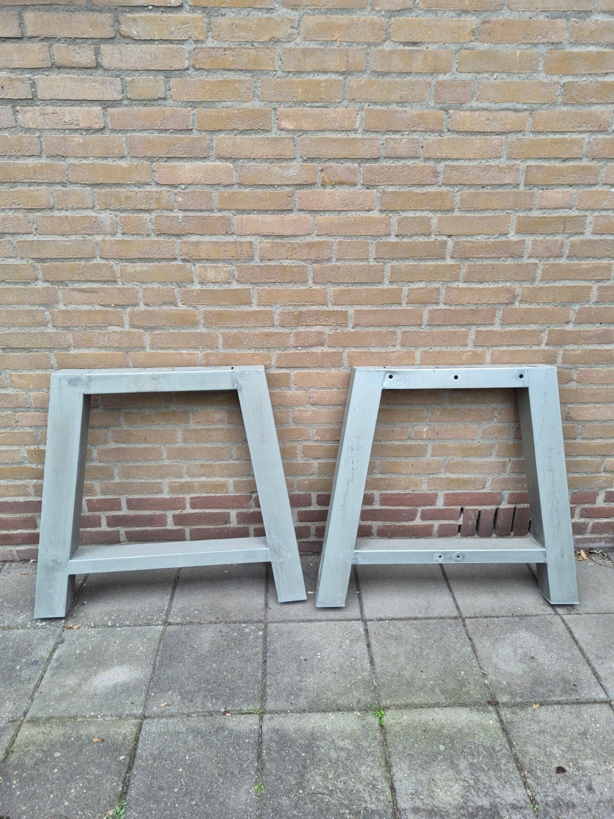 Metalen tafelpoten en tafelblad, Huis en Inrichting, Gebruikt, Industrieel, Modern, 50 tot 100 cm, Rechthoekig