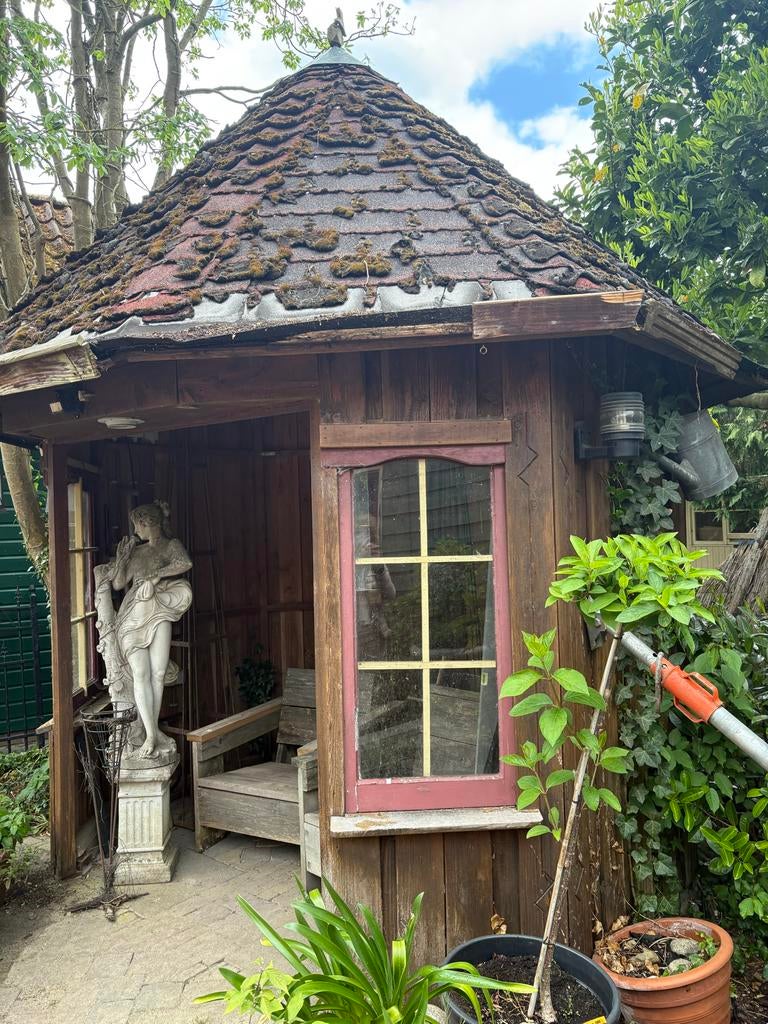 Uniek Houten Tuinhuisje, zelf demonteren, gratis, Gebruikt, Minder dan 200 cm, Hout, Ophalen
