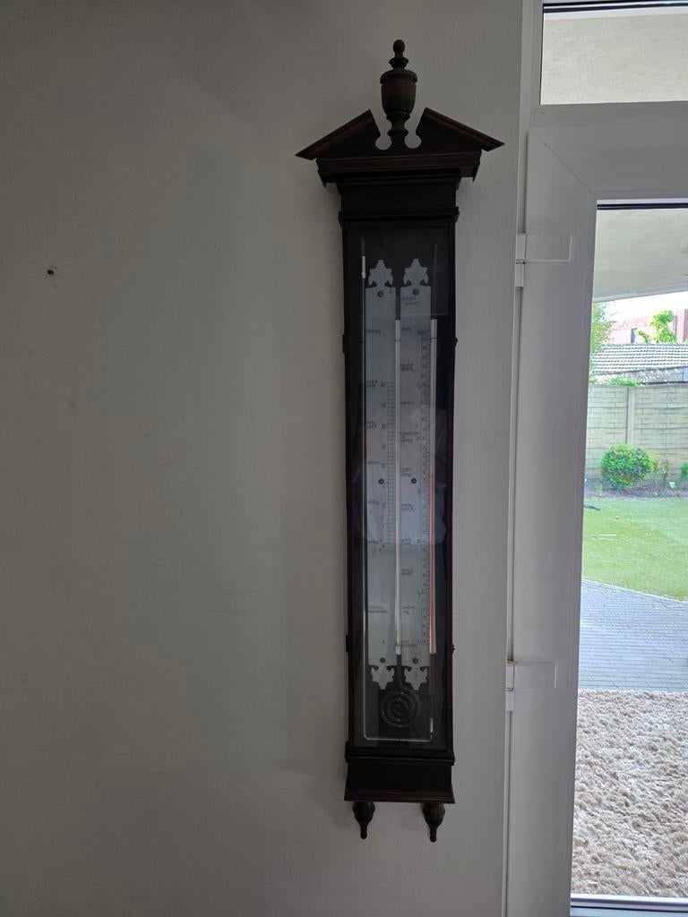 Antieke Contra Barometer en Thermometer - Hout, Ophalen of Verzenden