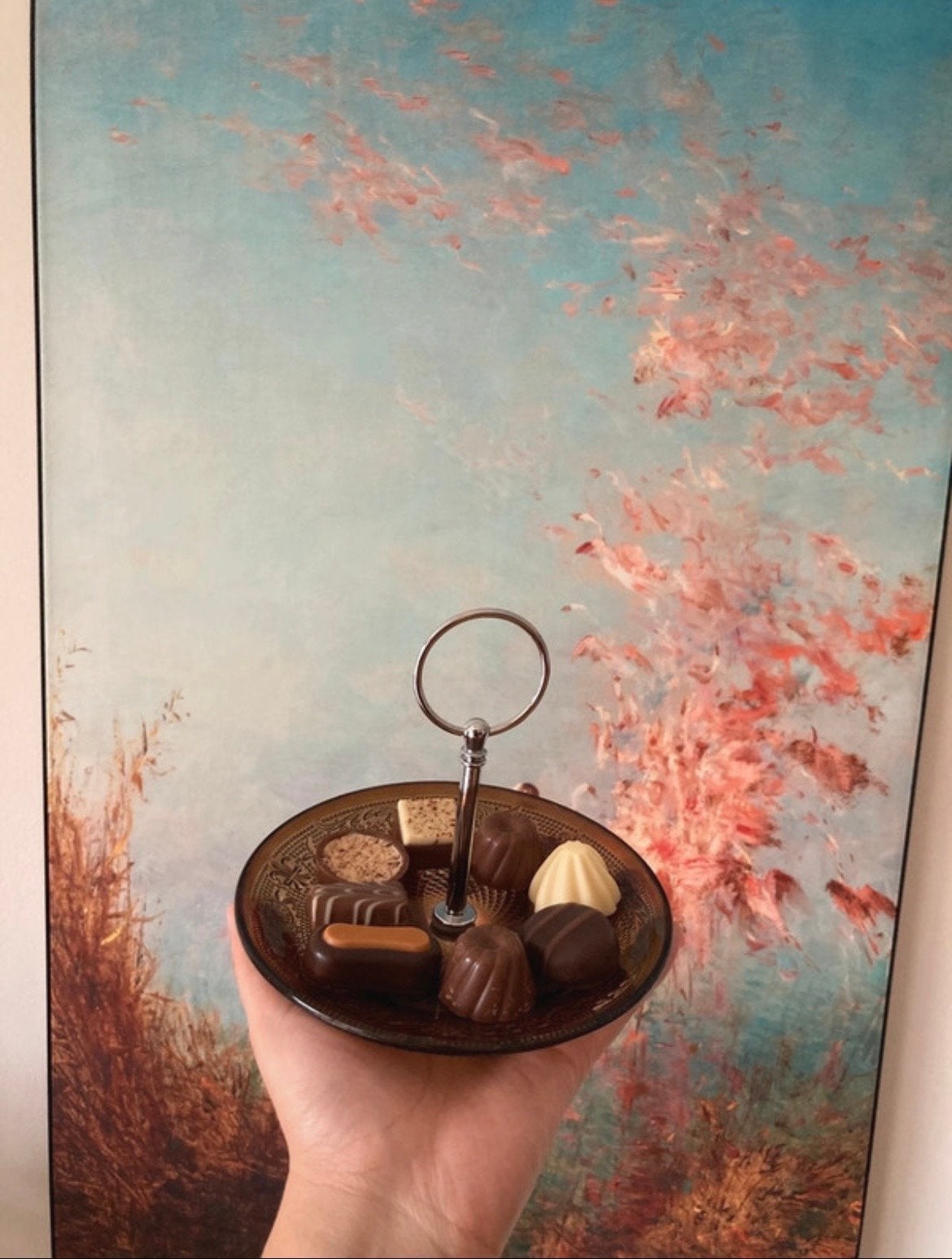ZGAN Elegante glazen etagère voor pralines, uit Zweden, Op voet, Schaal, Rond, Ophalen of Verzenden
