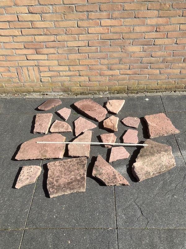 Flagstones rood/bruin kleurig, Tuin en Terras, Tegels en Klinkers, Ophalen, Gebruikt, Terrastegels, Natuursteen