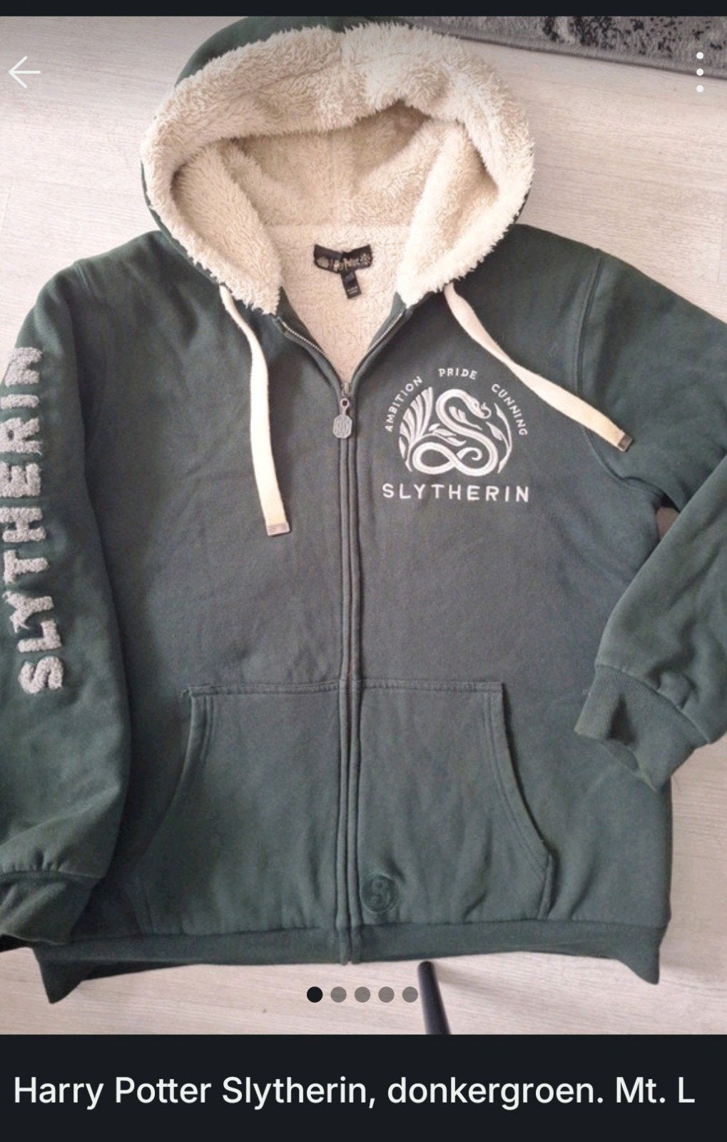 Harry Potter Slytherin Hoodie - Gevoerd. mt. L, Maat 42/44 (L), Ophalen of Verzenden, Zo goed als nieuw, Harry Potter