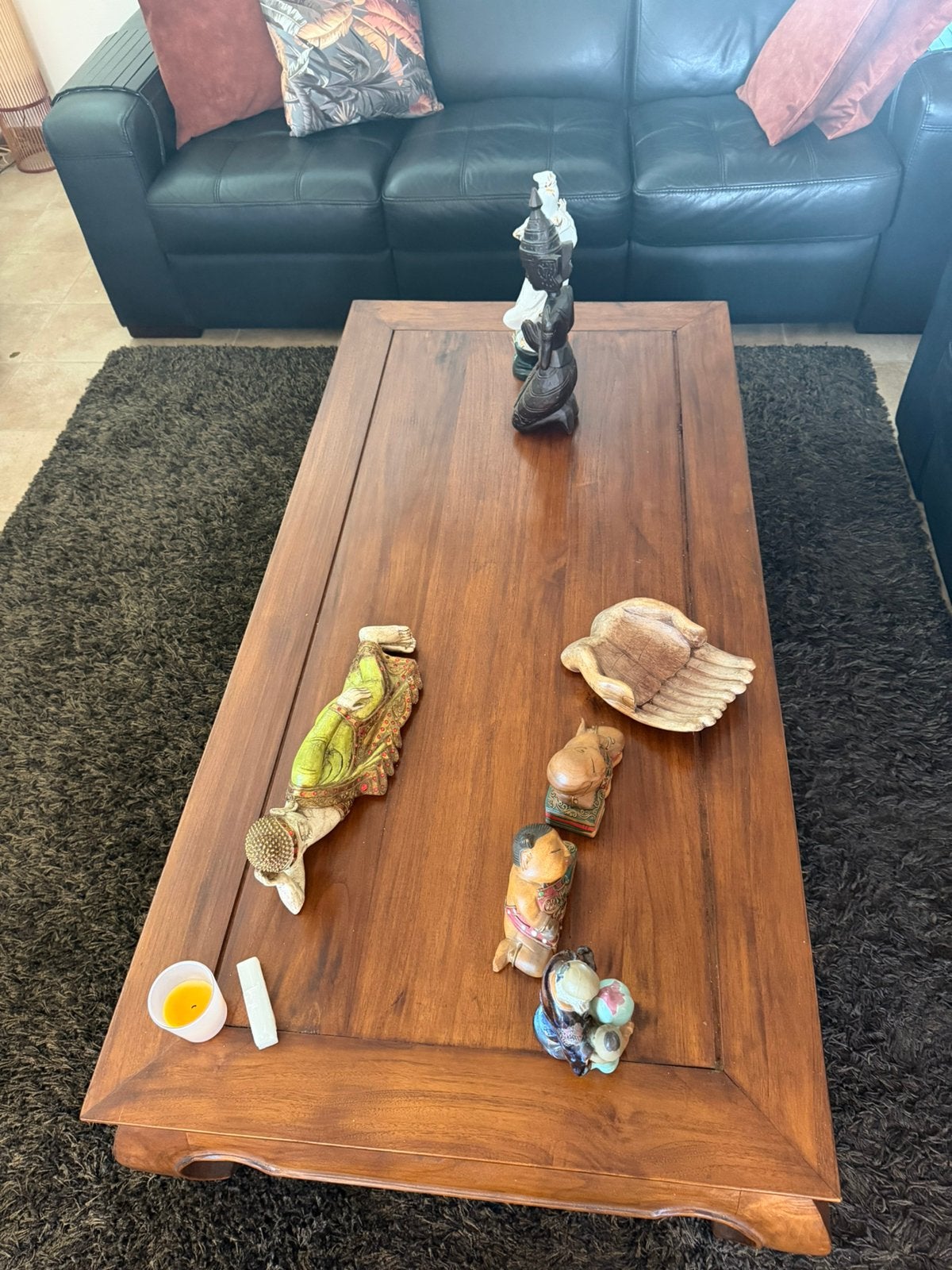 Massief houten opium salontafel, Ophalen, Gebruikt, 100 tot 150 cm, 50 tot 100 cm
