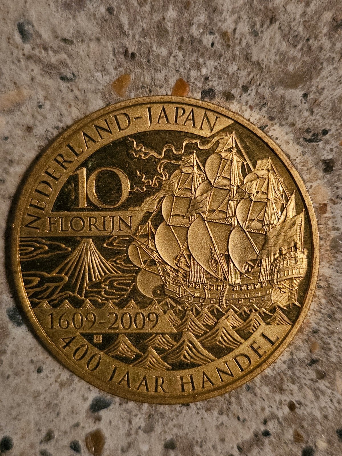 10 Florijn 2009 '400 Jaar Nederland-Japan' 24-karaat verguld, Koningin Beatrix, Losse munt, Goud, Overige waardes